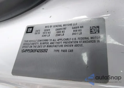 2015 Buick Verano z USA, uszkodzony, nr VIN 1G4PP5SK6F4209262